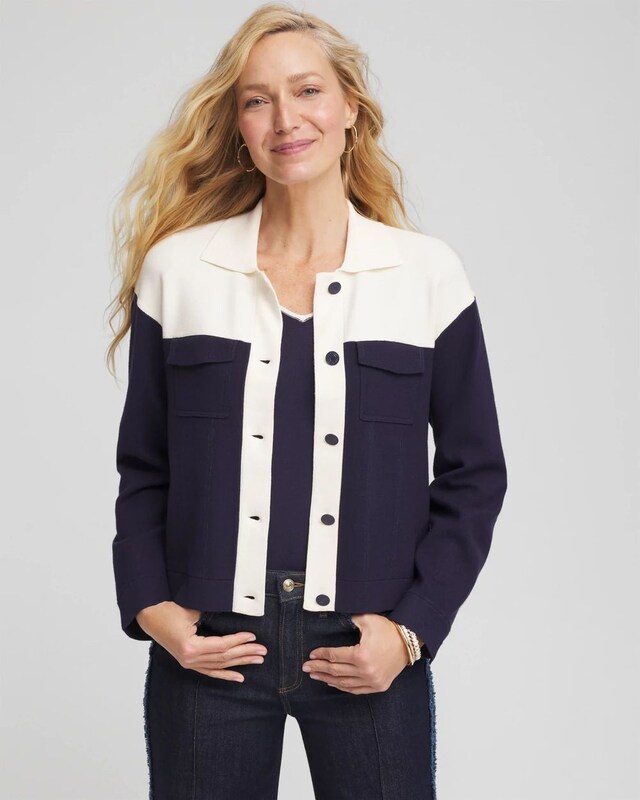 Colorblock Cardigan Jacket - image 1